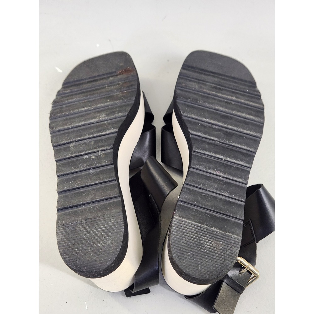 Free People Kate Wedge Sandals Women EU 39 US 8.5 Black Leather Platform Boho - Picture 8 of 9